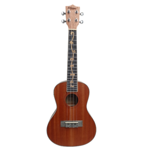 VZ-24G Ukelele 24" color caoba con diseño de flores en el mástil "VOZZEX"