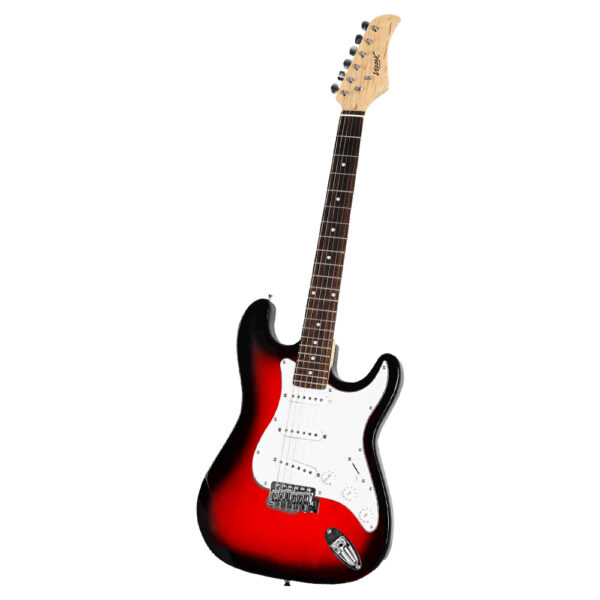 VZ-ST309-01R/BK Guitarra eléctrica 3 pastillas color vino tinto y negro con funda "VOZZEX"