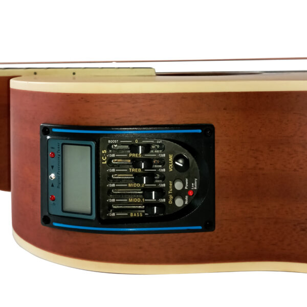 VZ-XFP41-03CN-EQ GUITARRA ELECTROACUSTICA C/CORTE C/GOLPEADOR NEGRO DE 41" COLOR NATURAL MATE C/EQ Y AFINADOR C/SALIDA JACK 6.35MM Y XLR C/FUNDA «VOZZEX»